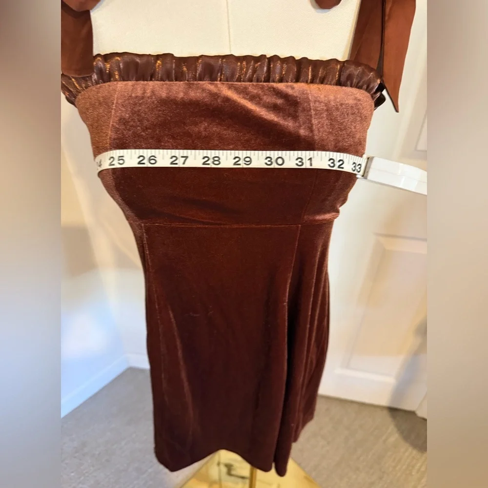 Danielle Bernstein dark burnt orange velvet mini dress - NWT - S - Picture 10 of 15